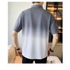 Men's Gradient Color Block Polo Shirt, Casual Short Sleeve Contrast Collar Top for Summer