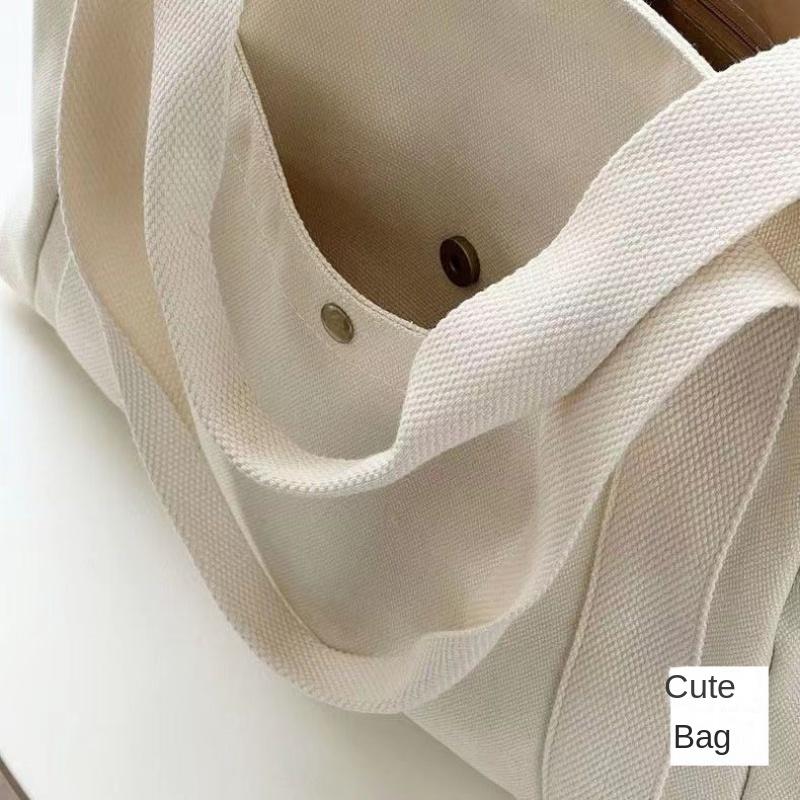 Canvas Tragetasche mit großem Fassungsvermögen, einfarbig mit Buchstaben, vielseitige Handtasche für Pendler, Arbeit, Studenten, Unterricht, Achseltasche für Damen, Einkaufstasche