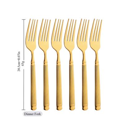 Gold 6Pcs Dinnerware Set Stainless Steel Tableware Knife Cake Fork Teaspoon Cutlery for Home Restaurant Kitchen Utensil Set