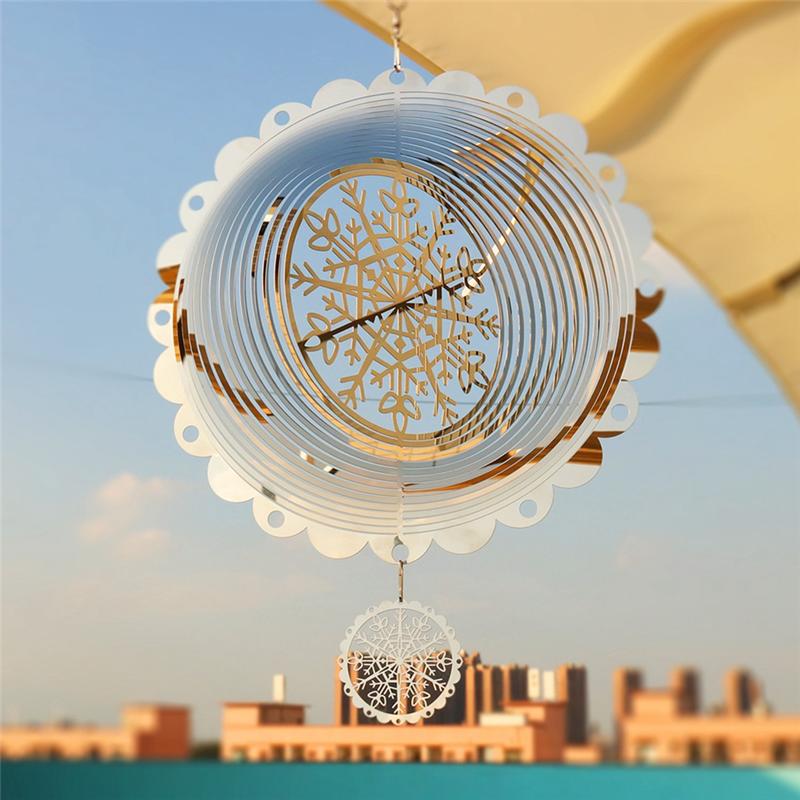 M-Modern-3D Rotating Wind Chime Snowflake Decoration Wind Chimes Outdoor Hanging Decoration