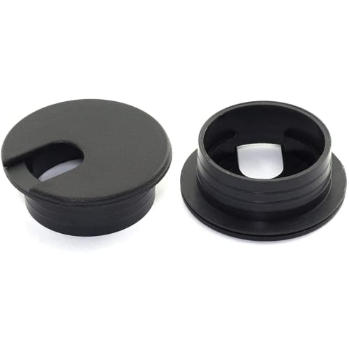 

CM Hardware 2-Piece Black Round Cable Hole Cover with Grommet, 35mm Hole Diameter