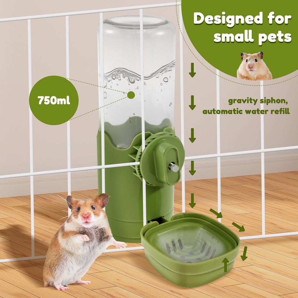 Small Animals Drinker 750ml Rabbit Water Bottle Hanging Auto Pet Water Dispenser No Drip Pet Water Bottle Bowl for Hamster Bunny