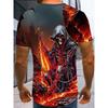 Large Men's Skull Pattern 3D Printed Men's Round Neck Short Sleeved T-shirt Summer Fashion T-shirt Casual and Comfortable Versatile Top
