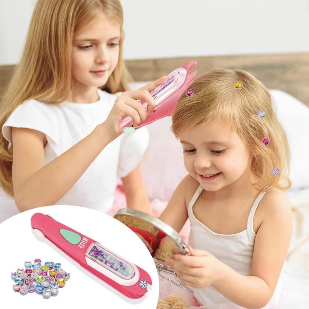 

Shining Hair Gem Stamper Reusable Kids Hair Styling Tool Girls Hair Jewels DIY Toys рожевий