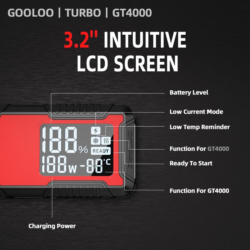 GOOLOO 4000A 12V Charger External Battery Booster 24000mah Car Jump Starter Car Battery PD100W Fast Charging Portable Power Bank