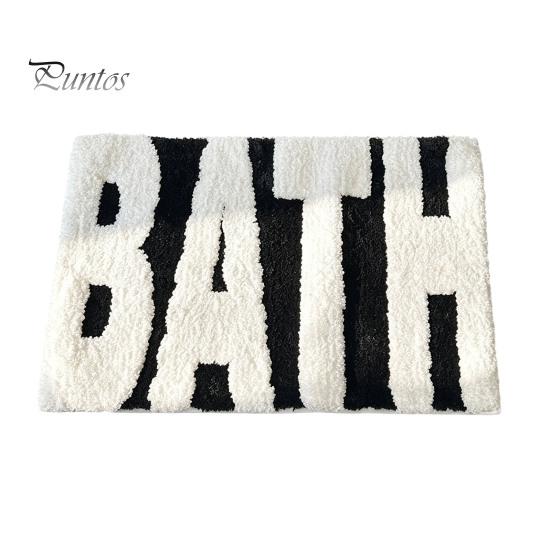 Fluffy Bathroom Floor Rug Modern Bath Mat, Absorbent Non-Slip Rug, Fun English Letters, Machine Washable Mat Cozy for Tub Sink Water Foot Pad