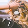 Lightweight Sliding Round Pendant Necklace Classical Pointed Cone Neckwear for Everyday Comfort and Travel Activity