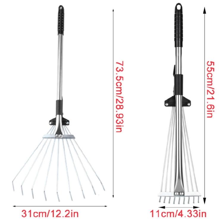 Telescopic Metal Rake Adjustable Garden Leaf Rake Camp Rake Expandable Metal