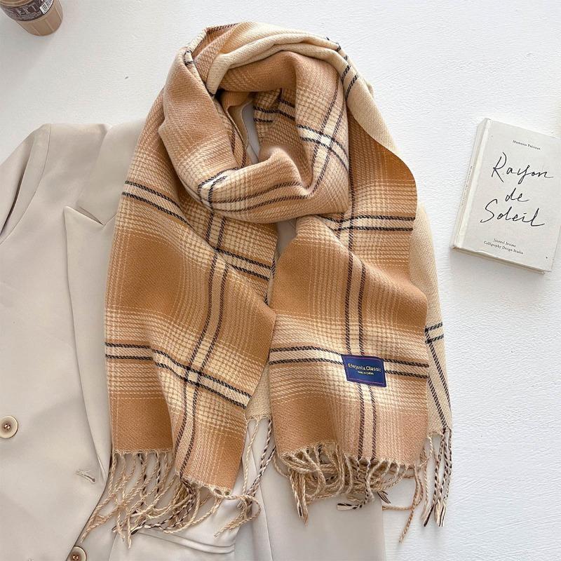 Autumn and winter new versatile scarf women's thickened woven thick beard fringed warm scarf imitation cashmere shawl