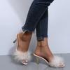 2025 New Summer Style Fashionable Comfortable Elegant Casual and Versatile Furry Sandals and Slippers Sexy High-heeled Slippers