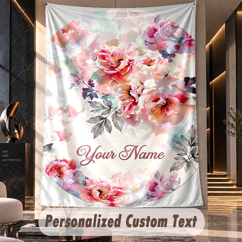 Floral Elegance 16 Theme Wall Tapestry Customized With Name Text Personalized Hanging Tapestry For Bedroom Living Room Decor