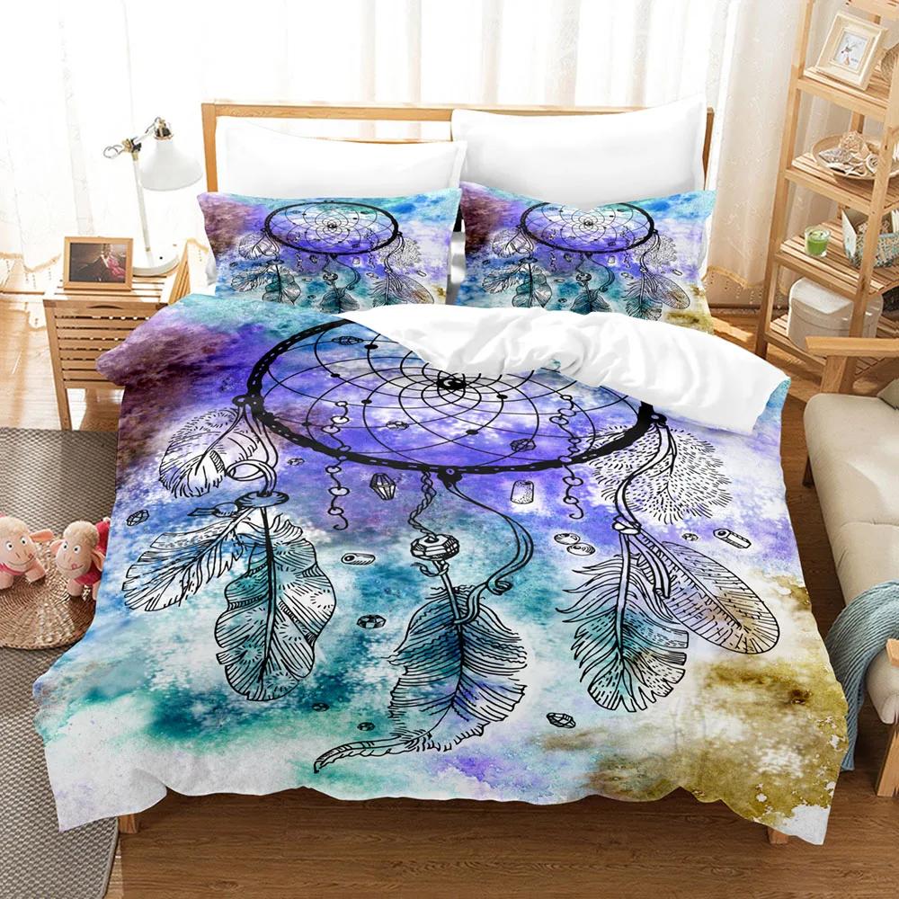 Ins Luxury Bedding Set 3D Printed Dream Catcher Vintage Romantic Soft Microfiber Duvet Cover Set King Size Pillowcases for Adult