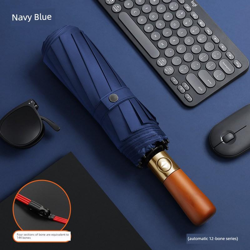 Fully Automatic Umbrella, Enlarged, Thickened, Reinforced, Dual-Use for Sun and Rain, Men's Folding Sun Protection Uv Umbrella, Sunshade