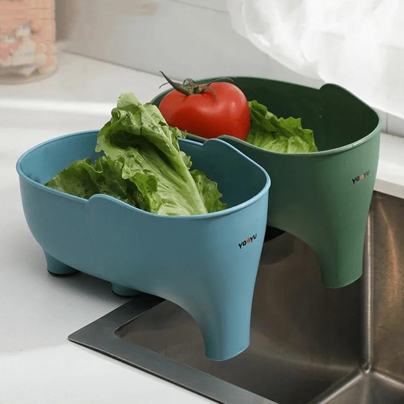 1pc Sink Filter Elephant Sculpture Leftover Basket Soup Waste Filter Non-Slip Fruit And Vegetable Drainer Kitchen Accessory