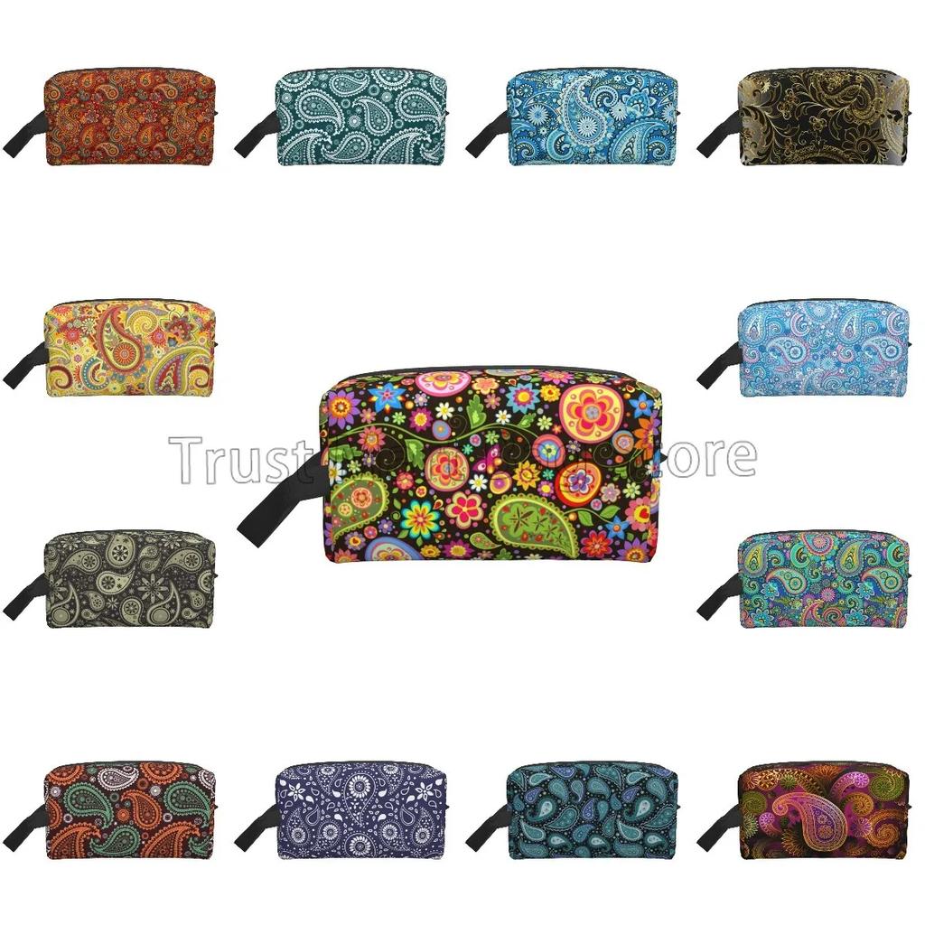 Cestovní kosmetická taštička s květinovým vzorem paisley Mandala Kosmetická taštička Organizér na make-up Velká kapacita Cestovní organizér na toaletní potřeby a příslušenství