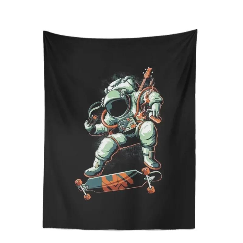 Space Skateboarding Astronaut Tapestry Unique Cosmic Design Perfect for Bedroom Decor Large Wall Hanging Artwork
