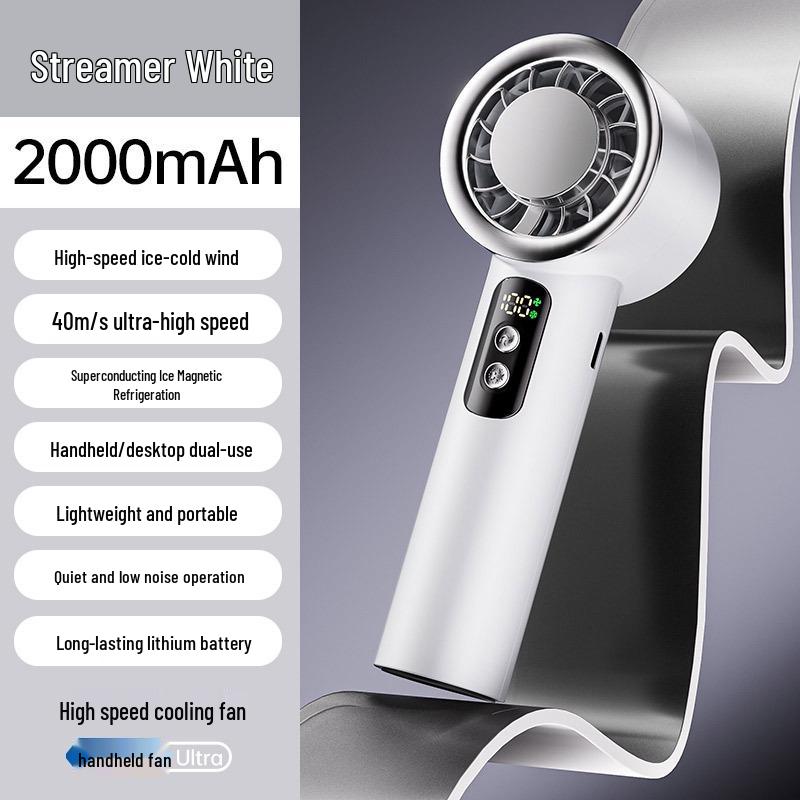 Handheld Mini Ice Pack Fan with Semiconductor Cooling and Digital Display for Portable Desktop and Outdoor Use