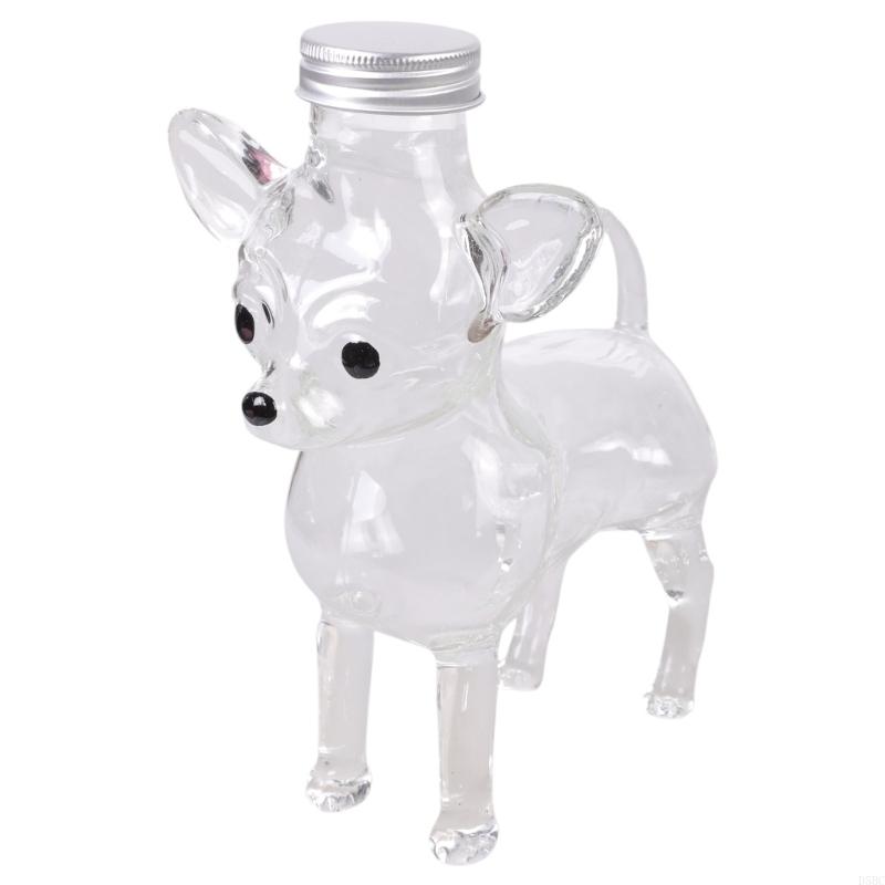 Chihuahua Shaped Glass Cookie Jar Airtight Pet Treat Storage Container Decors