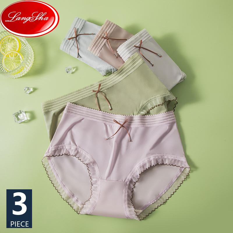 

LANGSHA кружевные трусики, бесшовное женское нижнее белье из ледяного шелка, женские прозрачные трусы, женские трусы
