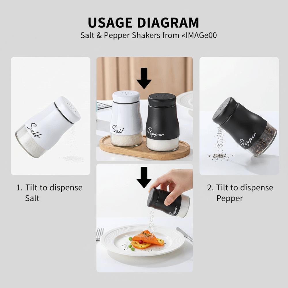 2PCS Moisture-proof BBQ Seasoning Bottle Glass Seasoning Bottle Salt Pepper Dispenser Chef