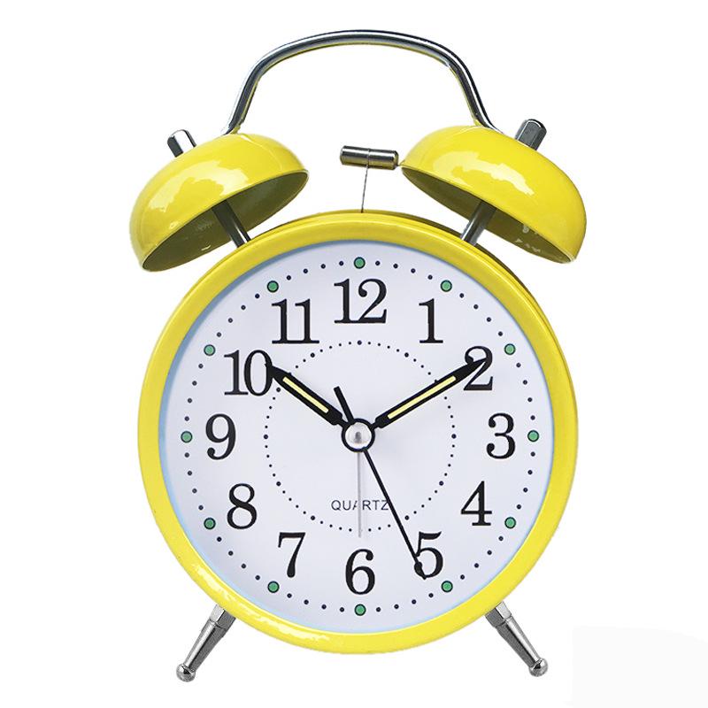 4" Silent Metal Alarm Clock with Light & Customizable Logo for Kids/Students