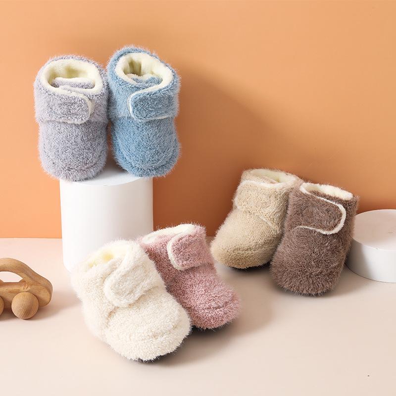 First Walker Soft Sole Non-Slip Baby Shoes & Socks - Thickened for Warmth, Solid Color, Perfect for Autumn/Winter, Newborn to Toddler Floorsocks