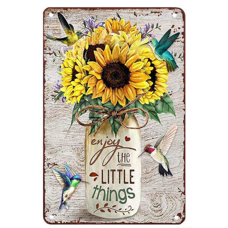 Sunflowers Metal Tin Signs You Are My Sunshine Wall Art Posters Plaque Vintage Iron Painting Decoration for Home Cafe Club Ba