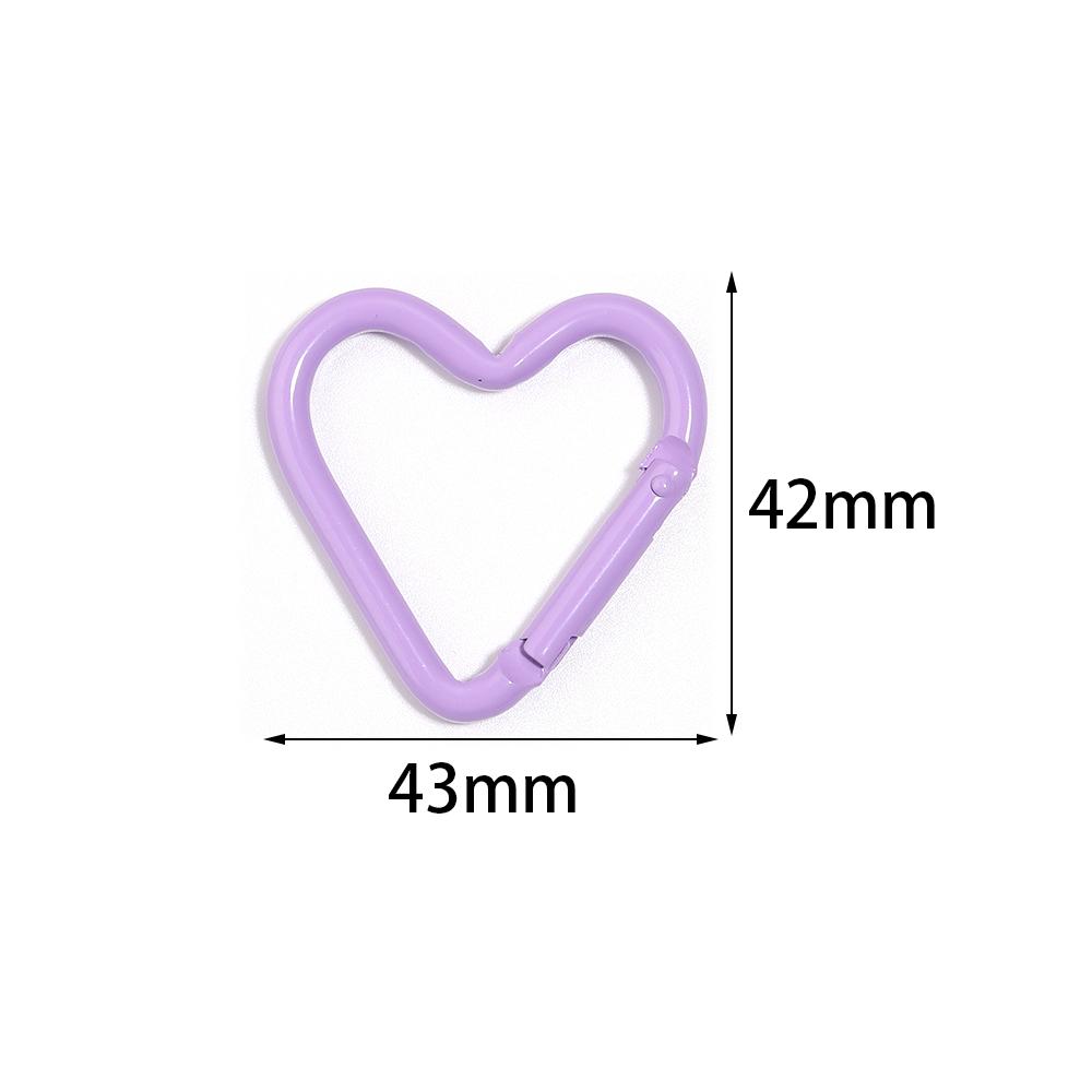 5pcs/lot Spray Painted Heart-shaped Spring Clasps Carabiner Keychain Clips Hook Dog Chain Diy Jewelry Buckle Connector Supplies