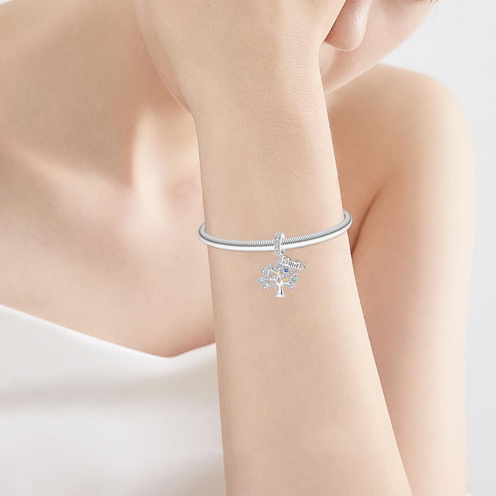 Copper Charm Tree Of Life Family Pendant Zircon Inlay Fits Genuine Bracelets Necklaces DoItYourself Jewellery For Women