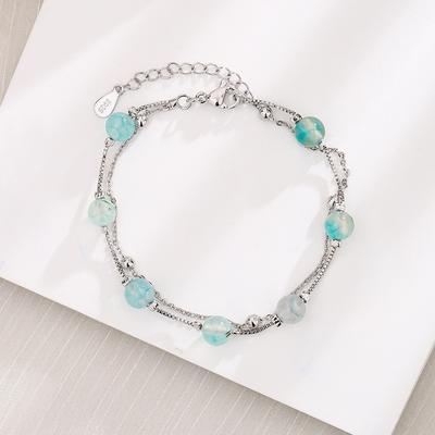 Bracciale in argento Sterling S925 con perline rotonde, bracciale in diaspro, semplice stile cinese, doppio strato, motivo drago, bracciale in agata verde