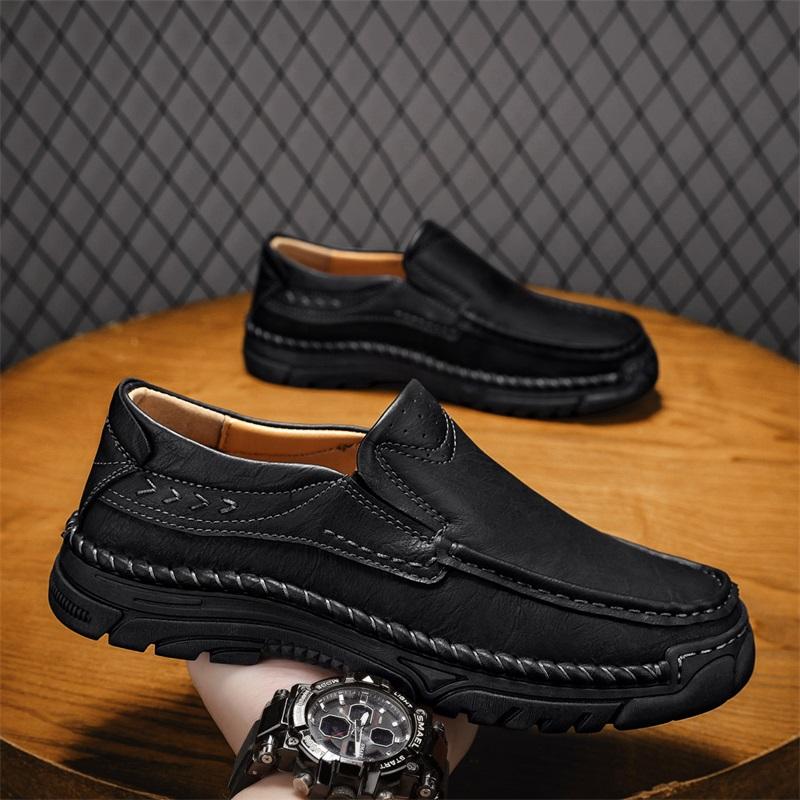 Men Leather Loafers Handmade Casual Shoes Classic Moccasins Walking Slip on Flats Male Business Shoes Driving Shoes