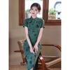 Retro national style daily summer new Chinese style slim fit high elegance 1011 new daily wear green cheongsam