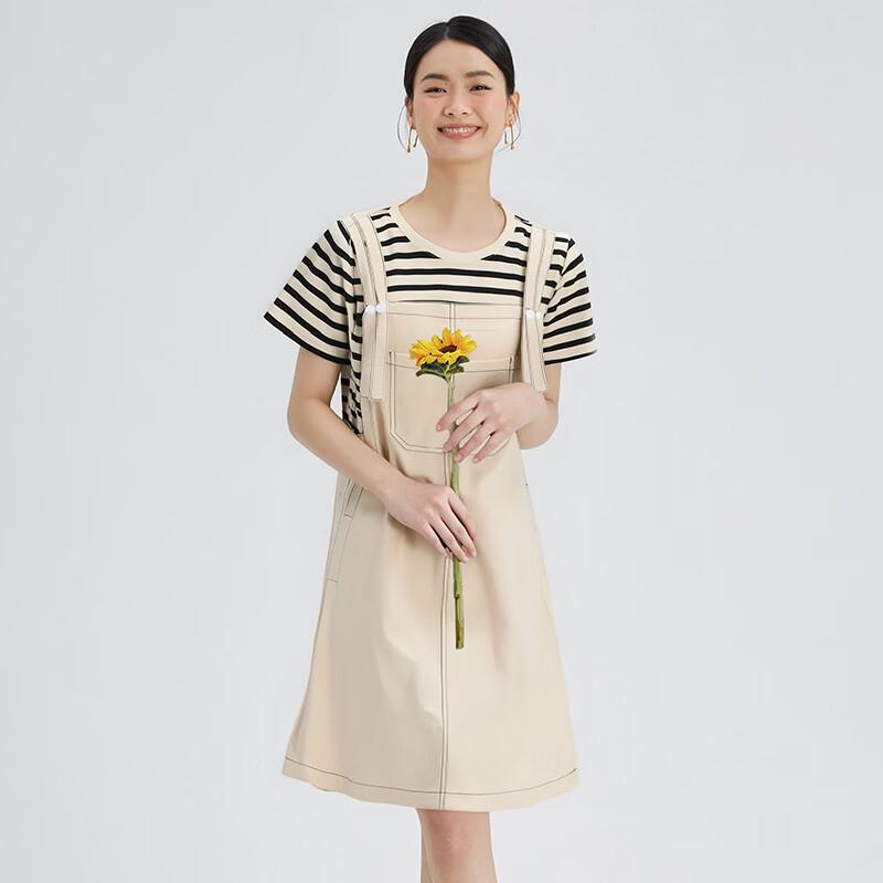 Faux Two-Piece Patchwork Short-Sleeve Casual Dress