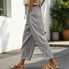 Women Pants, Drawstring Adjustable Waistband High Waist Summer Pants, Pure Color Loose Fit Casual Trousers for Travel Work School Daily Wear