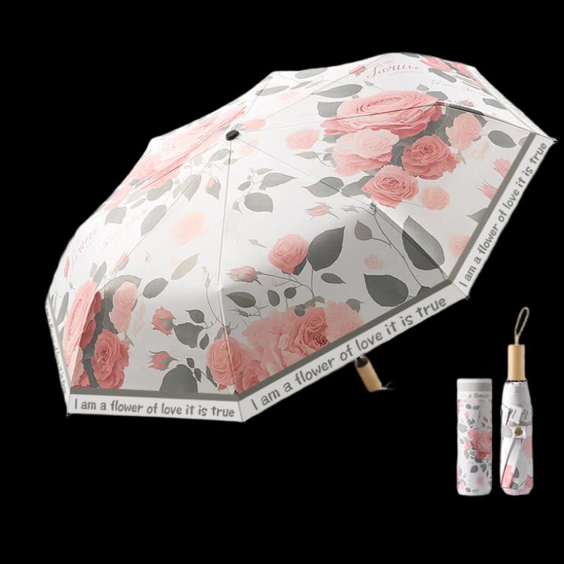 MIDO M3332 Rose Floral UV Protection Tri-Fold Umbrella
