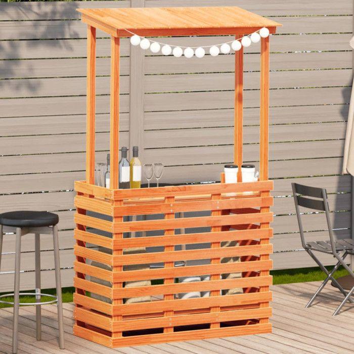 Table de bar d'extérieur - VIDAXL - Bois de pin massif - Toit - 2 étagères - 57 cm de profondeur
