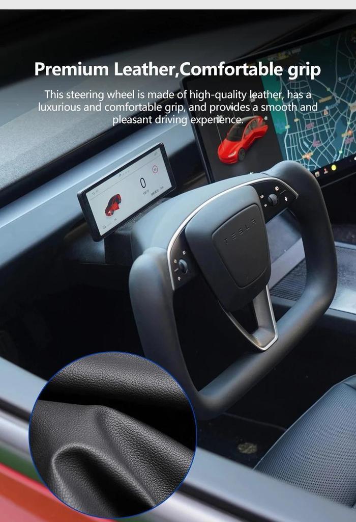 Handle For Tesla Model 3 Highland 2026 Yoke Steering Wheel Alcantara/Nappa Leather Car Racing Model 3 Highland 2024 2025