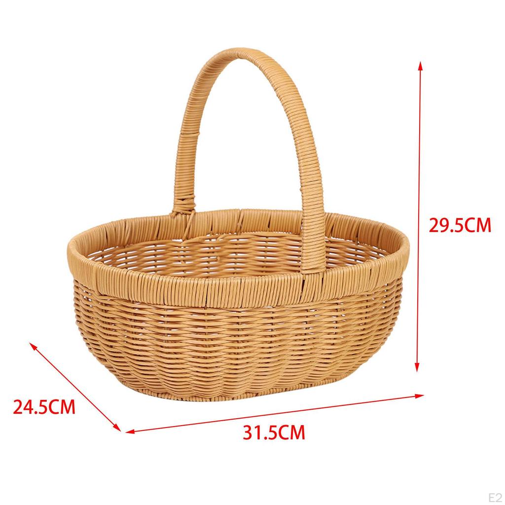 Handgeweven Mand met Handvat Boodschappen Bloemen PP Materiaal Rotan Stijlvol Lichtgewicht