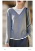Color-Block V-Neck Knit Top for Women - Stylish Two-Piece Design for Spring and Autumn