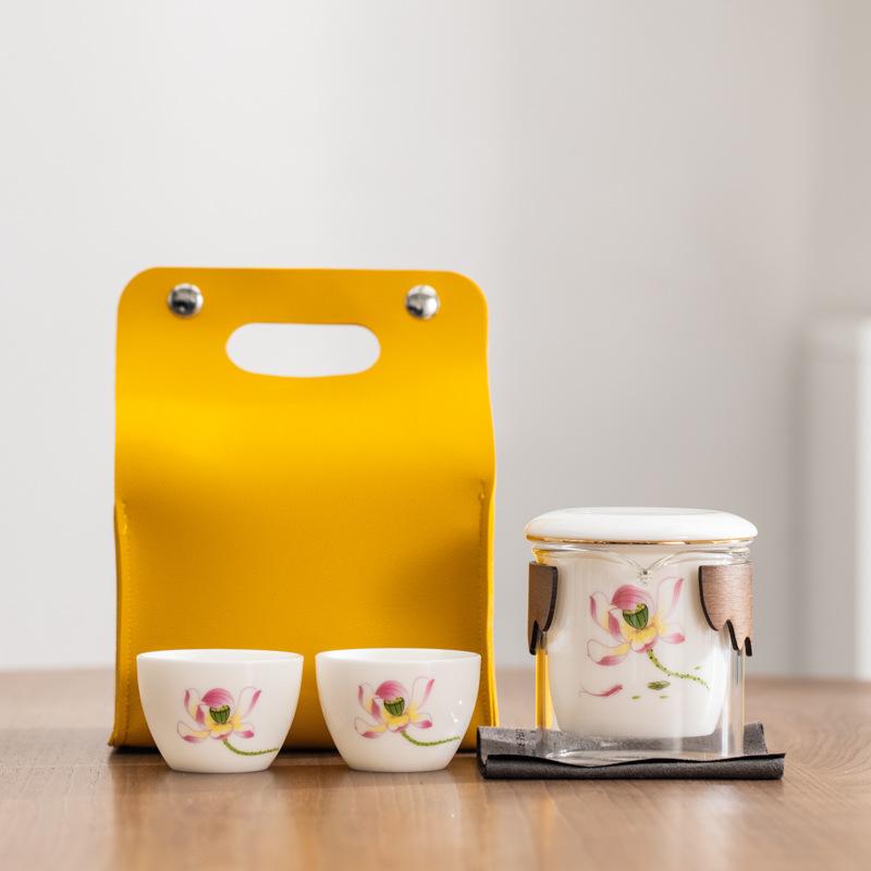 Bank Company Small Gift Set Suet Jade Porcelain Kung Fu Travel Tea Set