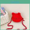 Childrens Plush Cat Shoulder Bag With Zipper Pocket For Daily Use