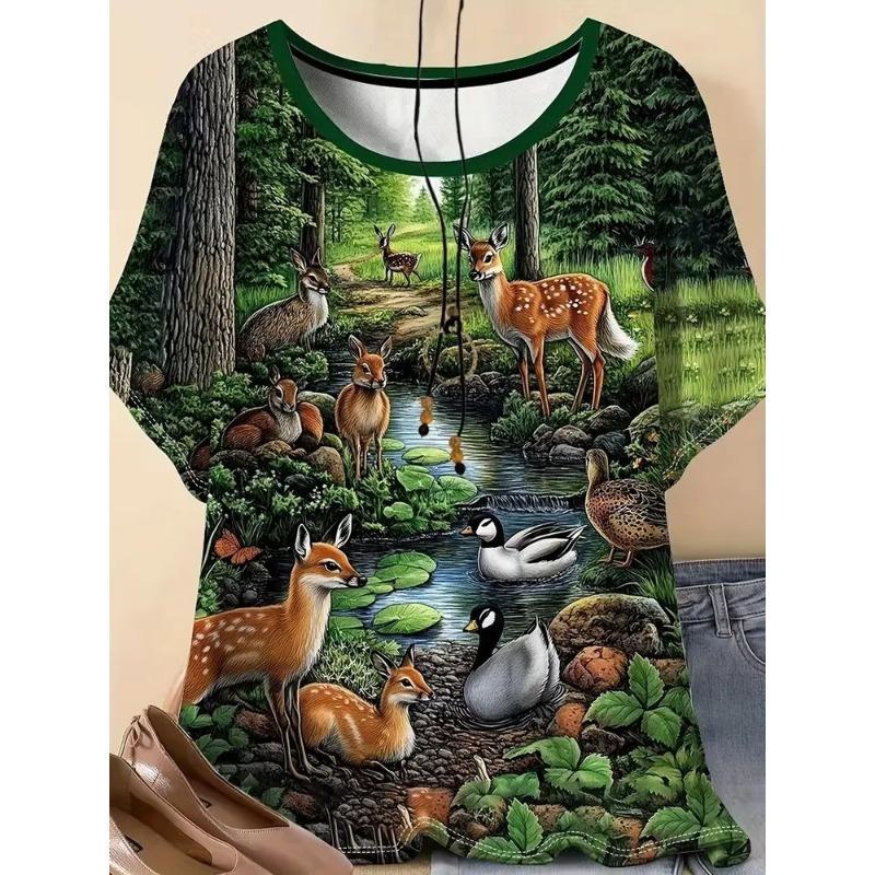 3D Printed Fashion Women's T-shirt Summer Breathable Casual Versatile