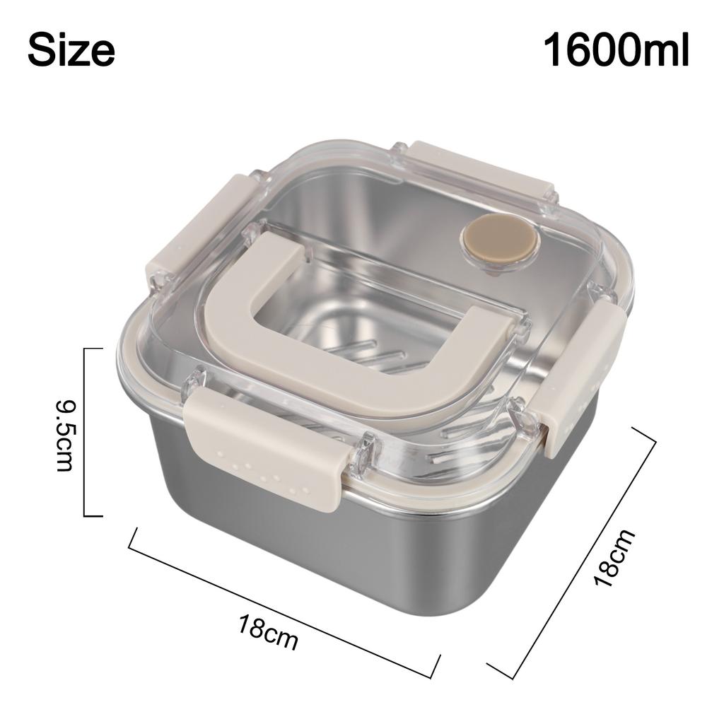 Leak-proof Lunch Box Insulated Lunch Box Food Storage Non-stick Interior Removable Lid Safety Buckle Silicone Sealing Ring
