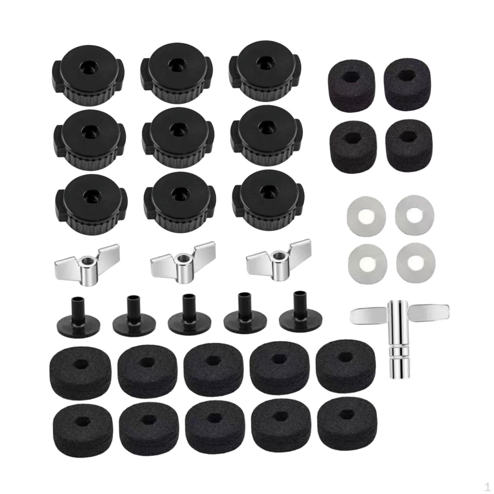 

36Pcs Cymbal Replacement Accessories Felts Cushions Sleeves Reliable Performance for Drum Set