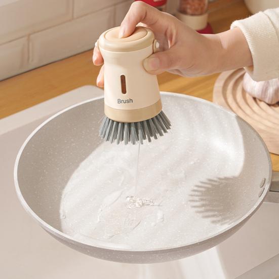 Kitchen Cleaning Brush Press Dish Pot Scrubber with Transparent Windows Kitchen Washing Tools for Stoves Range Hoods Sinks
