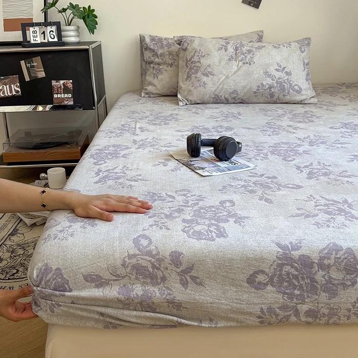 

Autumn and winter models, four-season popular retro original hemp fitted sheet, mattress protective cover three-piece set 150x200cm 3pcs