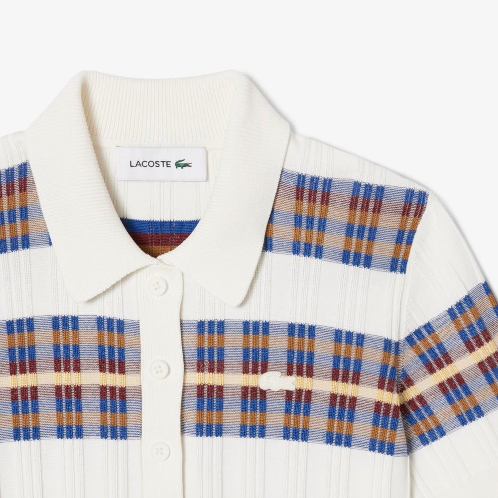 Lacoste Women's Pleated Rib Short-Sleeve Polo Cardigan AF4142-55N6QI