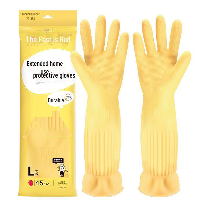 Anti-Slip Acid & Alkali Resistant Thickened Rubber Gloves for Industrial Use, Car Wash, and Dishwashing