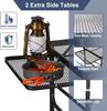 Sammenleggbart utendørs grillbord med 2 sidebord, lett og bærbart utendørs grillbord i aluminium i metall med