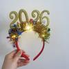 Yousheng Luminous Headband 2026 Glitter New Year Hair Clips Adjustable Sparkling Number Embellishments Shiny Surface Hair Hoop Party Accessories